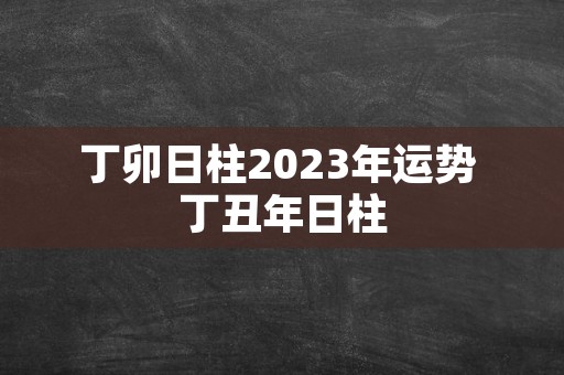 丁卯日柱2023年运势 丁丑年日柱