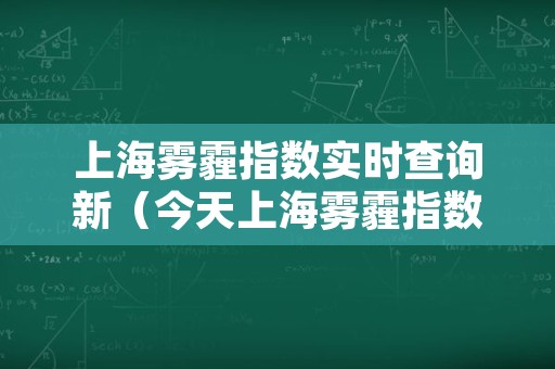 上海雾霾指数实时查询新（今天上海雾霾指数查询）