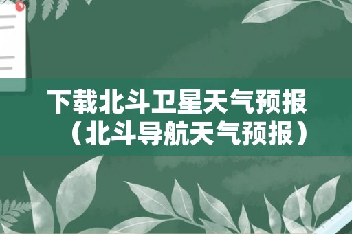 下载北斗卫星天气预报（北斗导航天气预报）