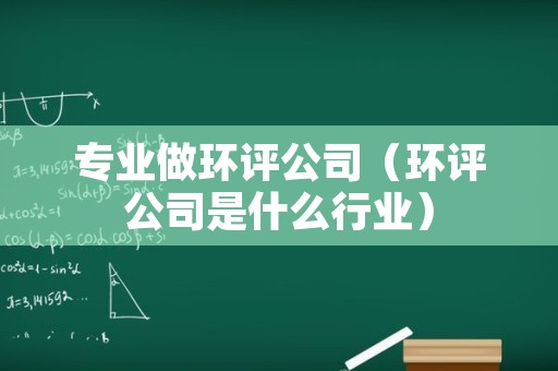 专业做环评公司（环评公司是什么行业）