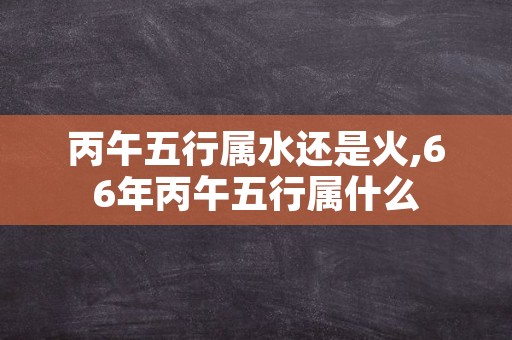 丙午五行属水还是火,66年丙午五行属什么