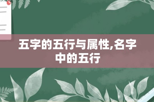 五字的五行与属性,名字中的五行