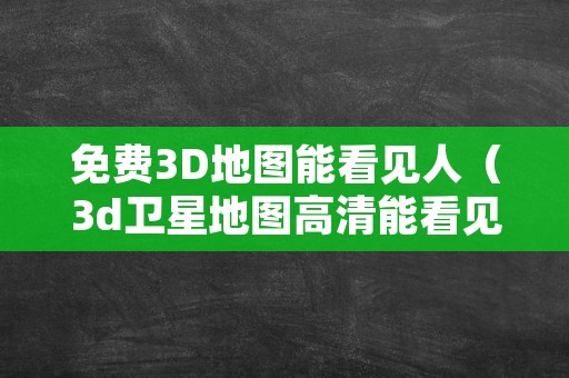 免费3D地图能看见人（3d卫星地图高清能看见人）