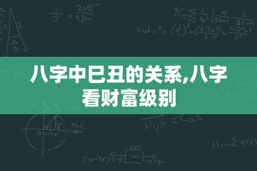 八字中巳丑的关系,八字看财富级别