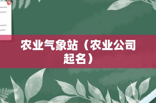 农业气象站（农业公司起名）