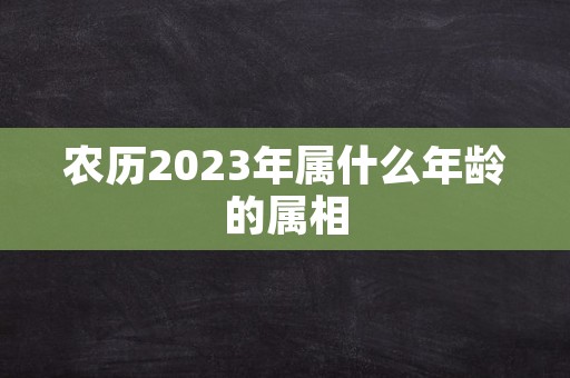 农历2023年属什么年龄的属相