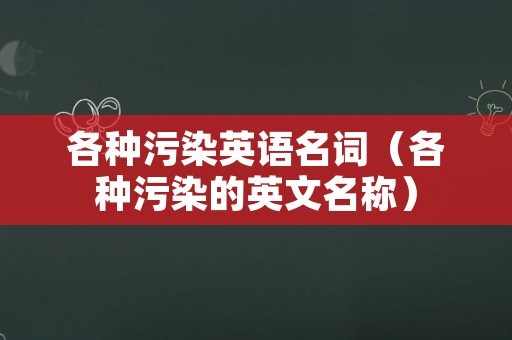 各种污染英语名词（各种污染的英文名称）