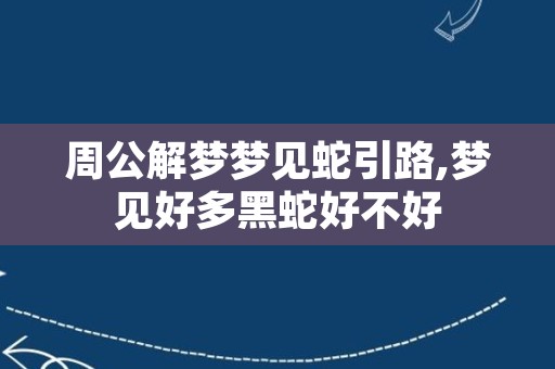 周公解梦梦见蛇引路,梦见好多黑蛇好不好