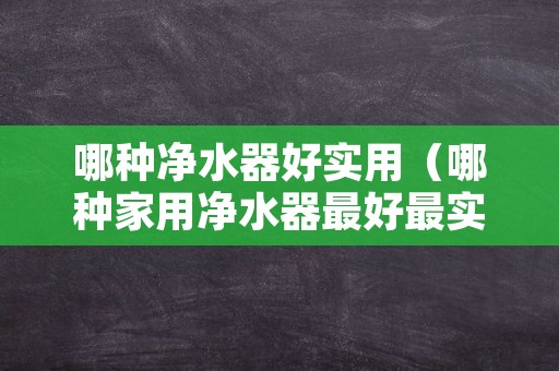 哪种净水器好实用（哪种家用净水器最好最实用）