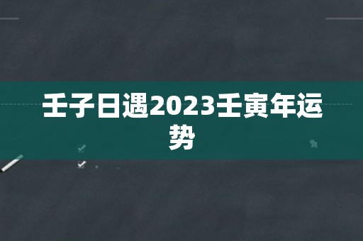 壬子日遇2023壬寅年运势