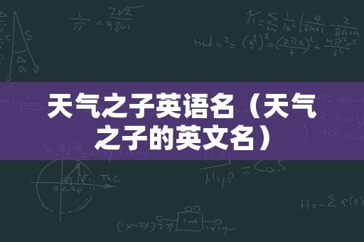 天气之子英语名（天气之子的英文名）