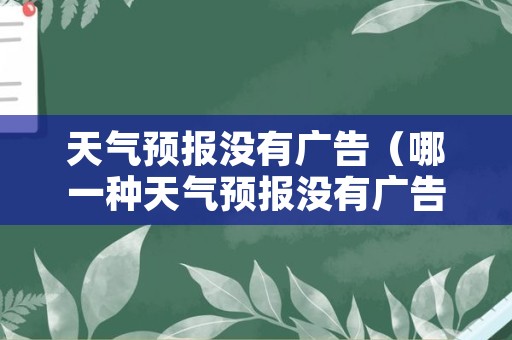 天气预报没有广告（哪一种天气预报没有广告）