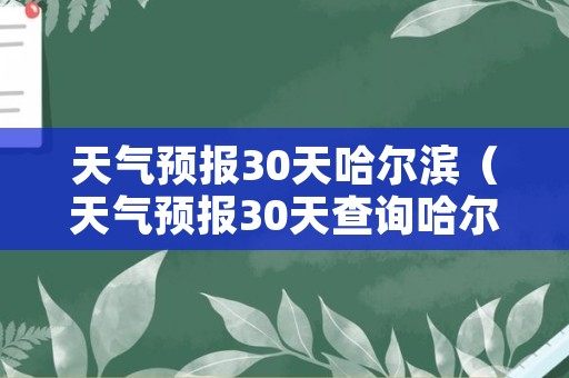 天气预报30天哈尔滨（天气预报30天查询哈尔滨）