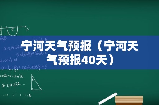 宁河天气预报（宁河天气预报40天）