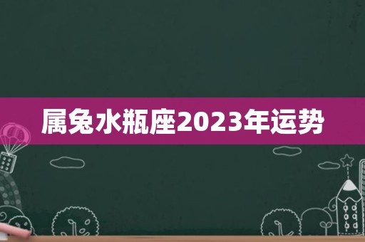 属兔水瓶座2023年运势