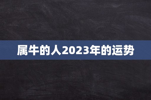 属牛的人2023年的运势