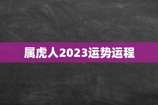 属虎人2023运势运程