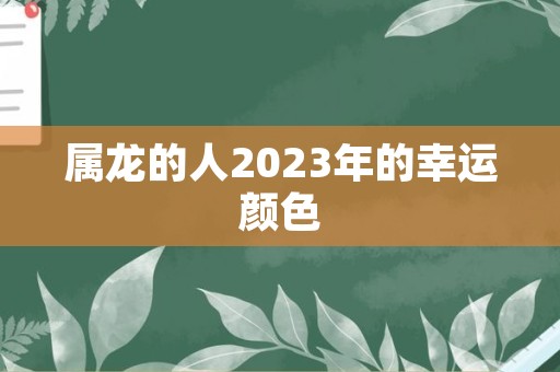 属龙的人2023年的幸运颜色