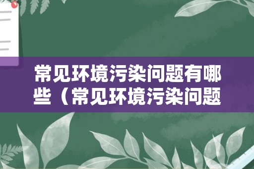 常见环境污染问题有哪些（常见环境污染问题有哪些类型）