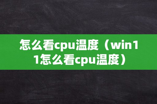 怎么看cpu温度（win11怎么看cpu温度）