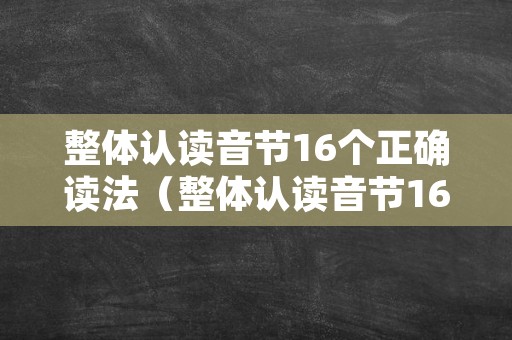 整体认读音节16个正确读法（整体认读音节16个正确读法视频）