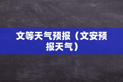 文等天气预报（文安预报天气）