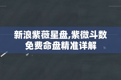 新浪紫薇星盘,紫微斗数免费命盘精准详解