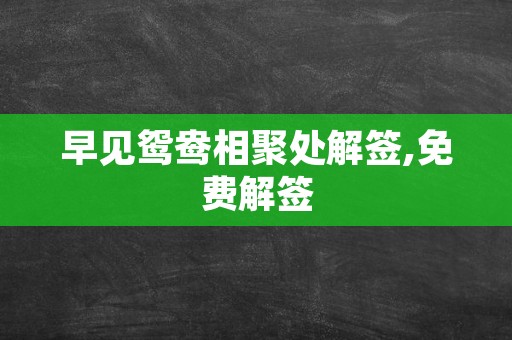 早见鸳鸯相聚处解签,免费解签