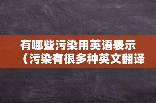 有哪些污染用英语表示（污染有很多种英文翻译）