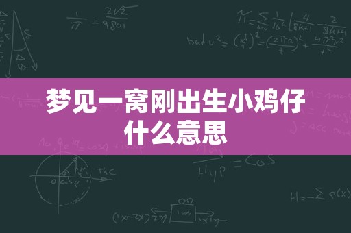 梦见一窝刚出生小鸡仔什么意思