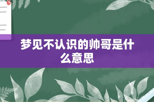 梦见不认识的帅哥是什么意思