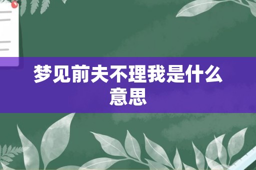 梦见前夫不理我是什么意思