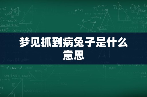 梦见抓到病兔子是什么意思