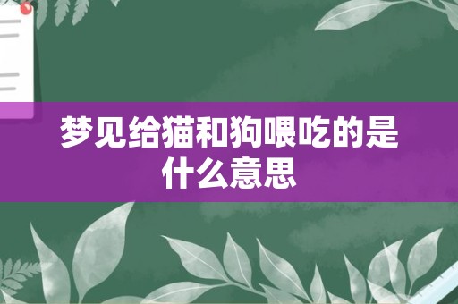 梦见给猫和狗喂吃的是什么意思