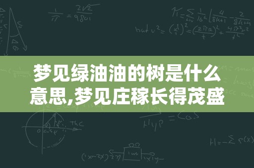 梦见绿油油的树是什么意思,梦见庄稼长得茂盛很绿