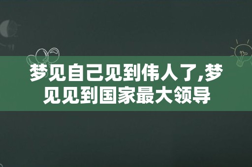 梦见自己见到伟人了,梦见见到国家最大领导