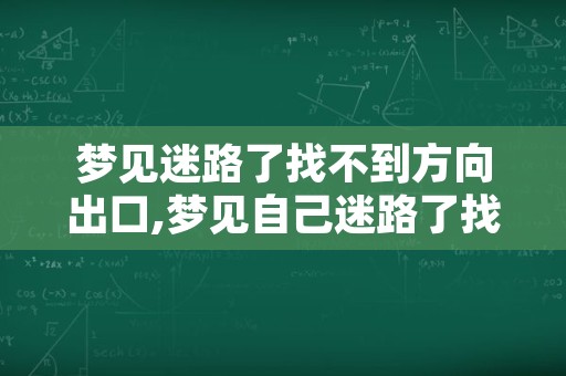 梦见迷路了找不到方向出口,梦见自己迷路了找不到回家路