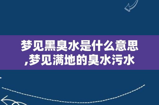 梦见黑臭水是什么意思,梦见满地的臭水污水