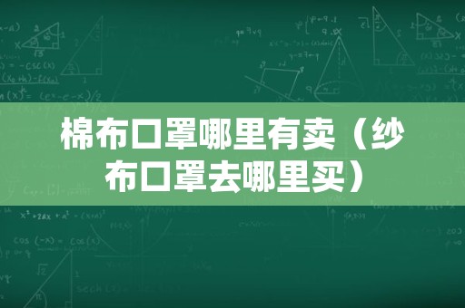 棉布口罩哪里有卖（纱布口罩去哪里买）