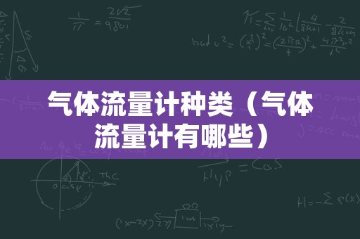 气体流量计种类（气体流量计有哪些）