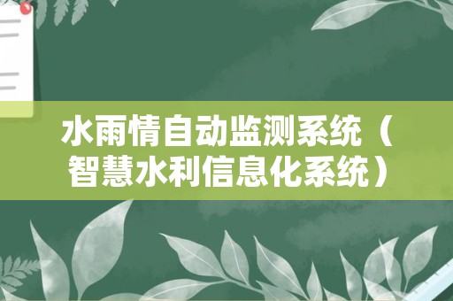 水雨情自动监测系统（智慧水利信息化系统）