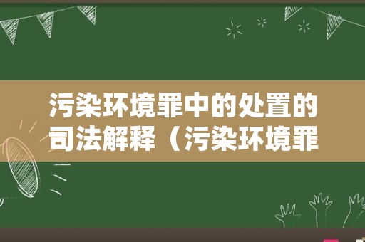 污染环境罪中的处置的司法解释（污染环境罪处置行为的认定）