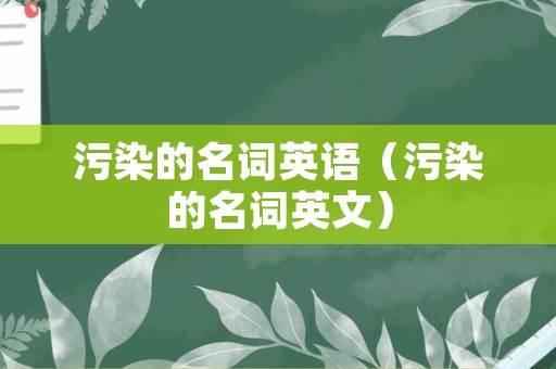 污染的名词英语（污染的名词英文）