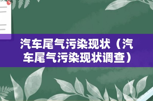 汽车尾气污染现状（汽车尾气污染现状调查）