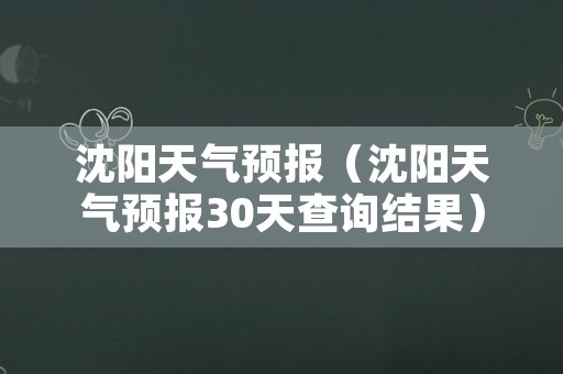 沈阳天气预报（沈阳天气预报30天查询结果）