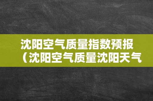 沈阳空气质量指数预报（沈阳空气质量沈阳天气预报）