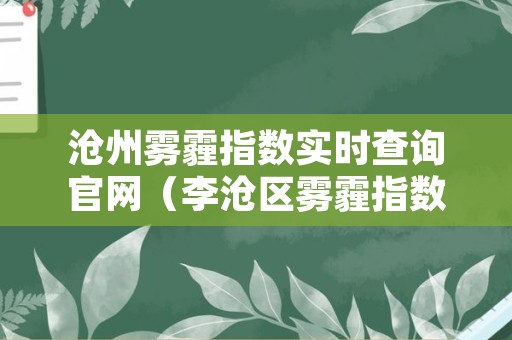 沧州雾霾指数实时查询官网（李沧区雾霾指数实时查询）