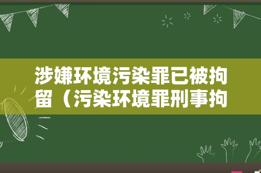 涉嫌环境污染罪已被拘留（污染环境罪刑事拘留了,还罚款吗）