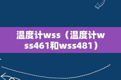 温度计wss（温度计wss461和wss481）