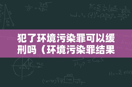 犯了环境污染罪可以缓刑吗（环境污染罪结果犯）